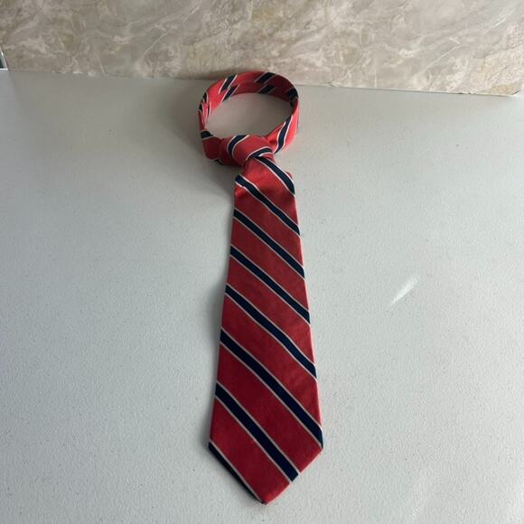 Brooks Brothers Makers Men's Necktie 56" Red/Navy Stripes 100% Silk - Picture 1 of 9